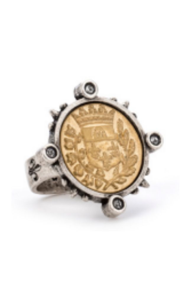 Silver Spike Ring Gustave Medallion