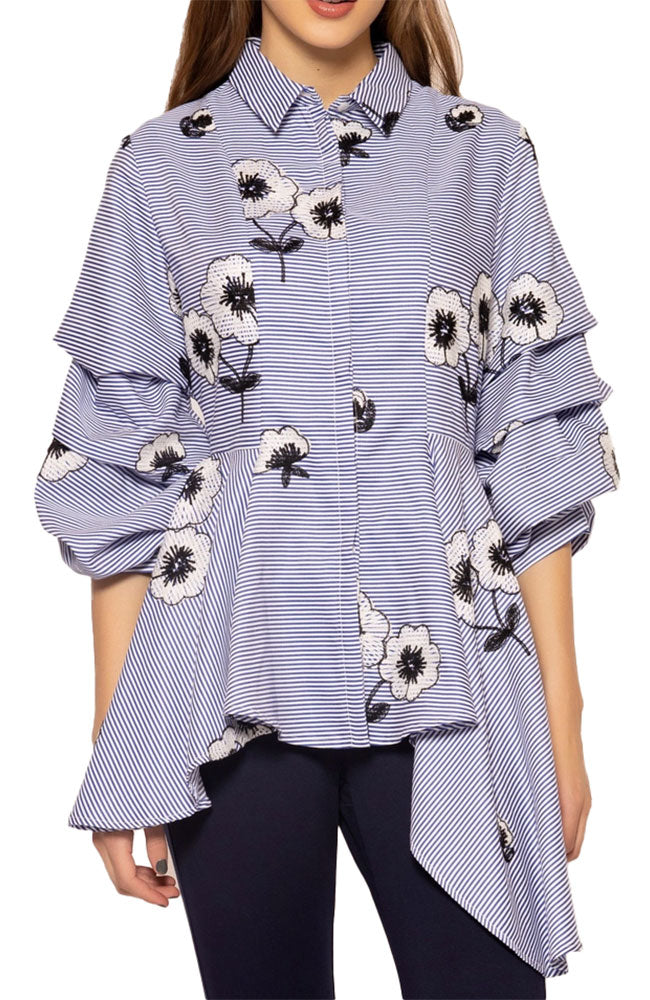 Striped Floral Blouse