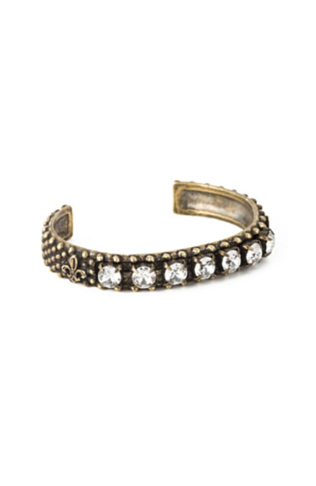 Antiqued FDL Bangle with Swarovski Crystals