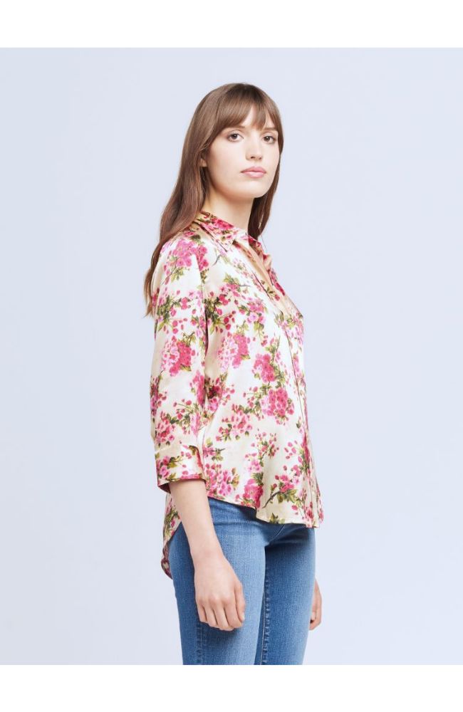 Dani 3/4 Sleeve Blouse Fuschia Tan