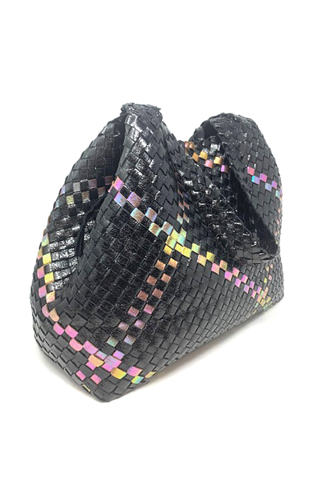 Black Mul Basket Weave Handbag