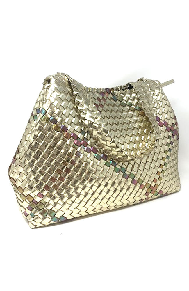Gold Multi Basket Weave Handbag