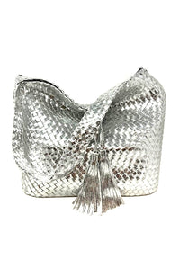 Silver Basket Weave Handbag