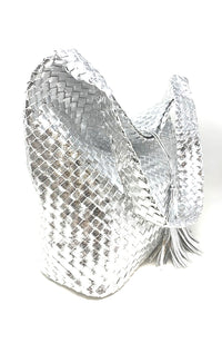 Silver Basket Weave Handbag