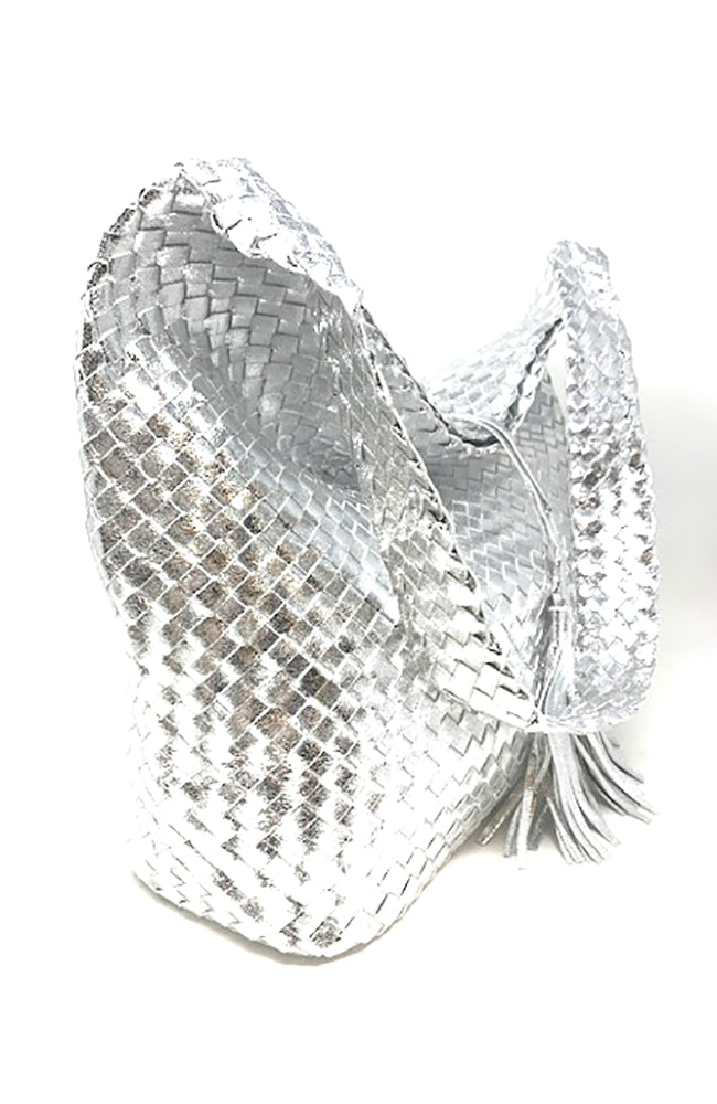 Silver Basket Weave Handbag