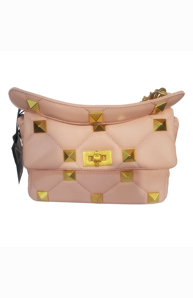Pink Quilted Bag with Gold Details
