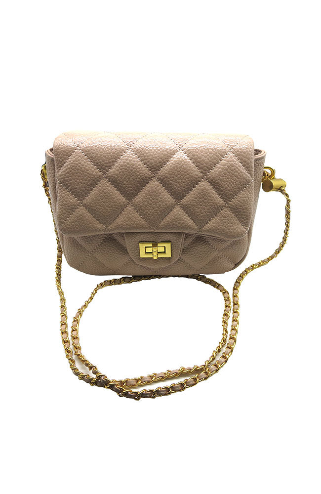 Turn Clasp Basket Weave Look Bag Nude