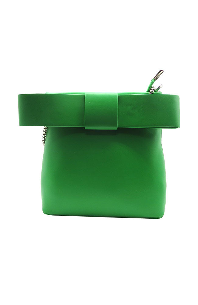 Small Purse Leather Bow Green