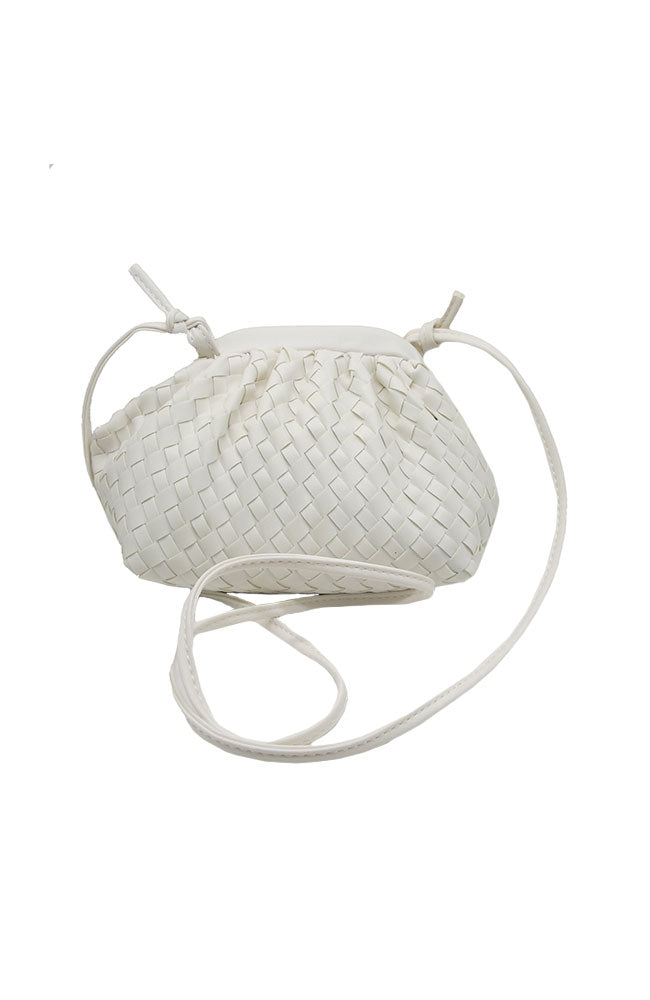 Basket Weave Snap Shut Clutch Winter White