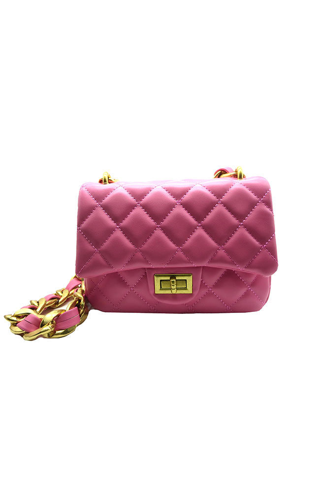 Turn Clasp Quilted Bag Pink