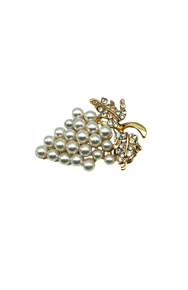 Pearl Tree  Pin with CZ Leaves Small