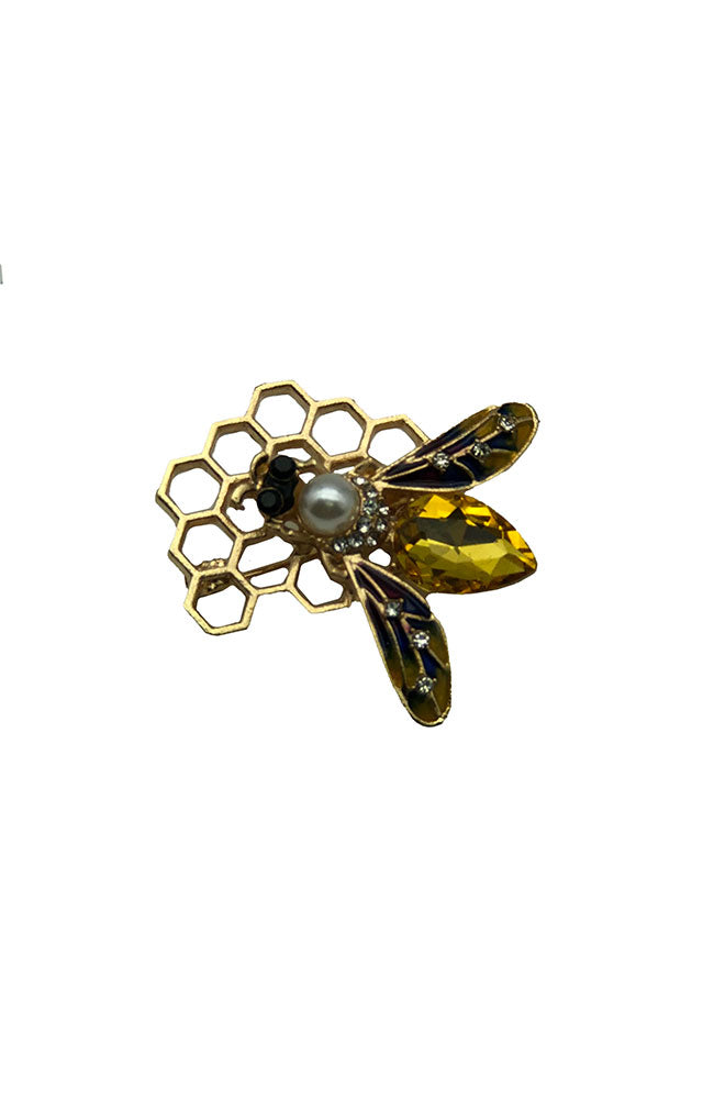Bee Gold Honeycomb Pin Medium