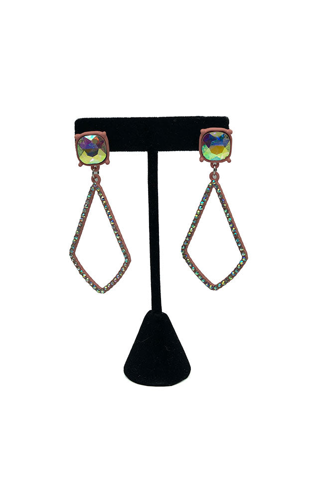 Pink Stone Teardrop Earrings