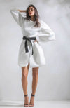 Short Belted Dress in White