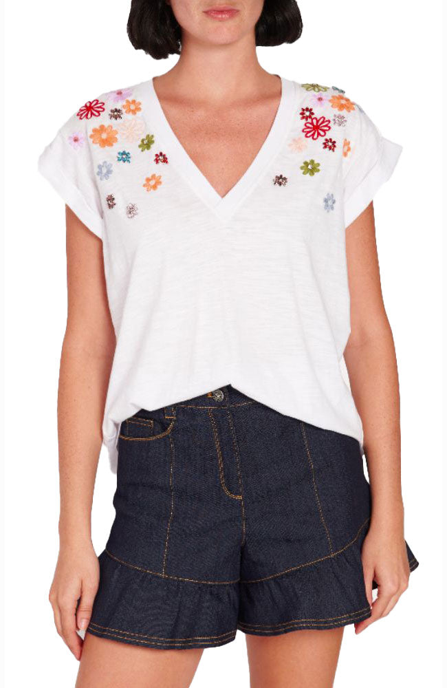 V Neck Floral Bella Tee