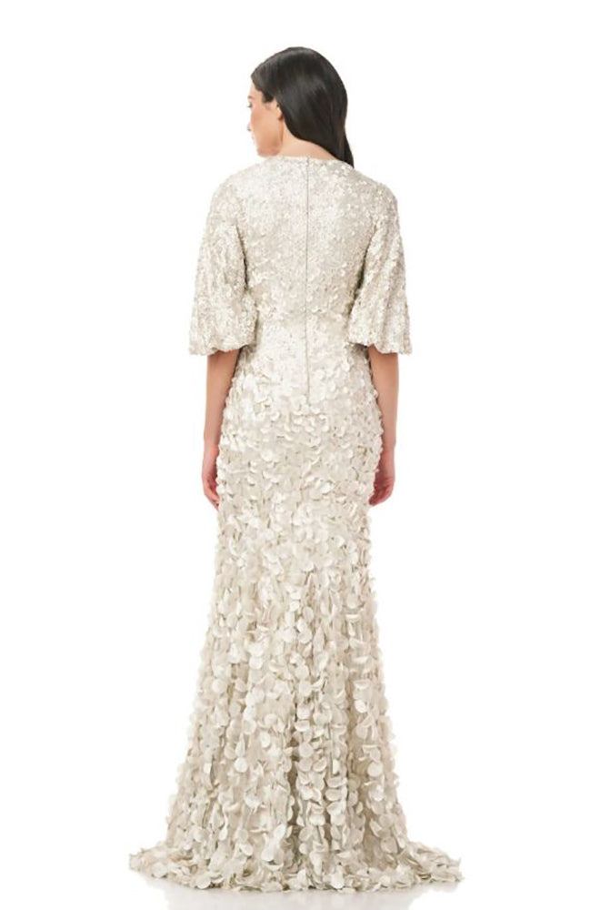 Elbow Sleeve Petal Gown