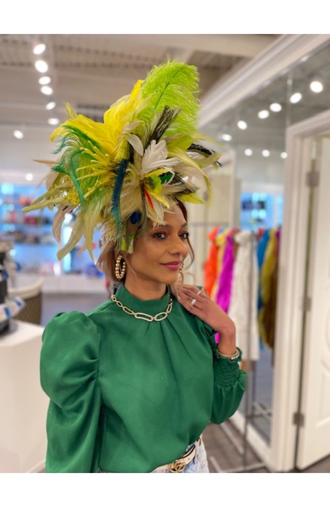 Believe Large Lime & Yellow Feather Fascinator