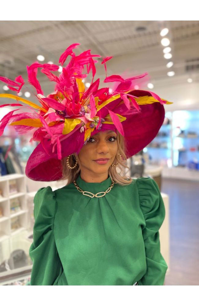 Lovely Fuschia Large Brim Hat