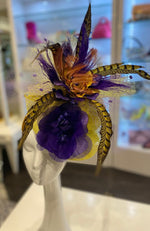 Sydney Lime Fascinator with Purple Flower