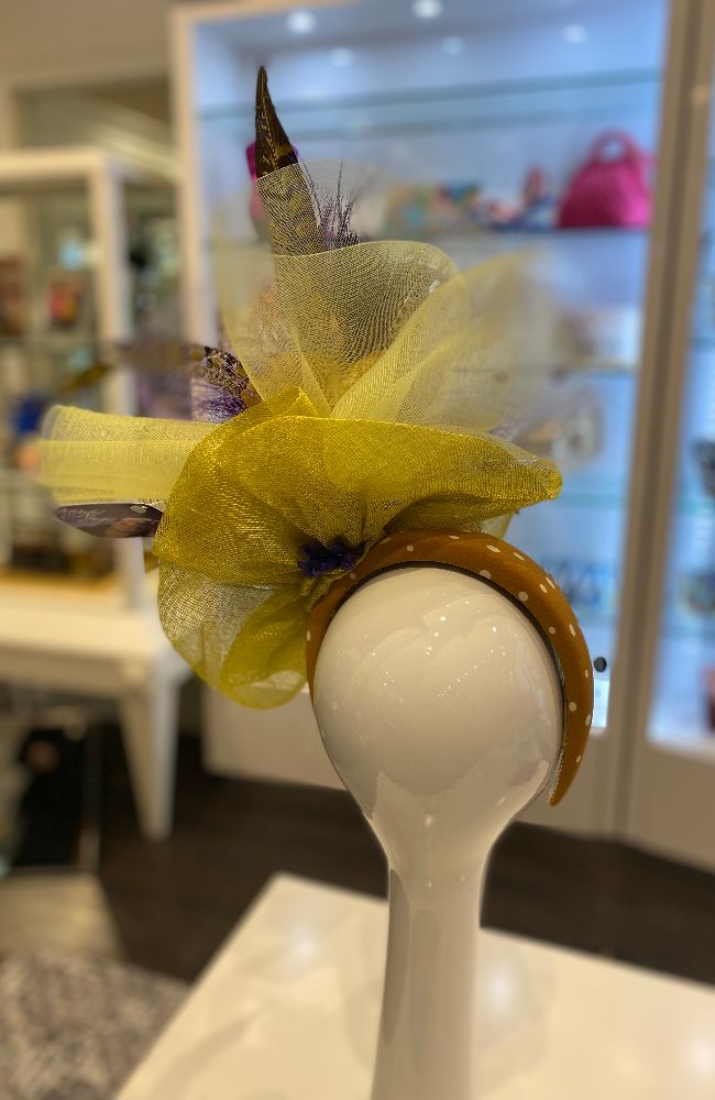 Sydney Lime Fascinator with Purple Flower