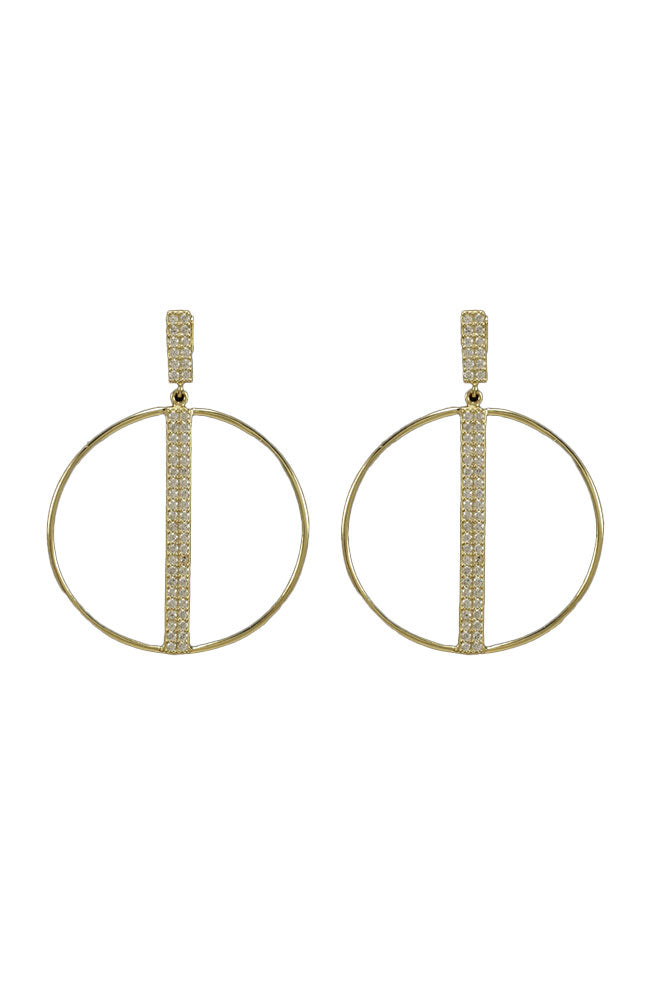 Gold Thin Hoop with Pave Strip