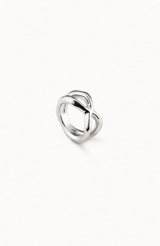 Crossed Silver Ring Size 8