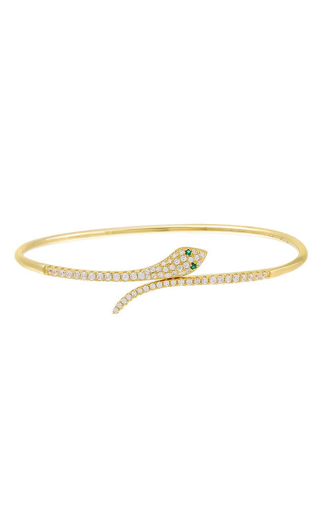 Pave Snake Bangle in Gold