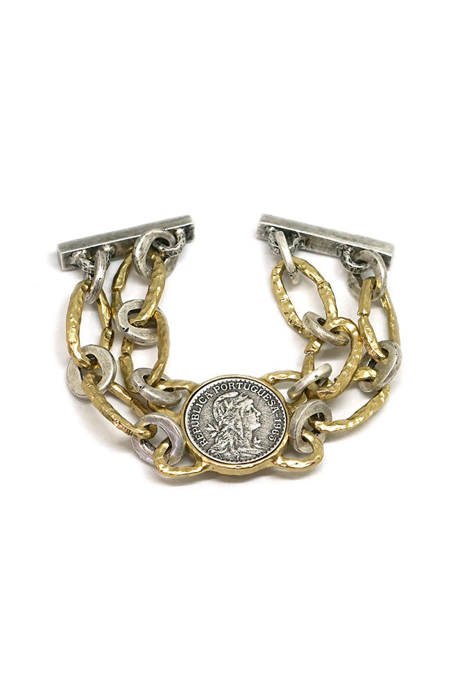 Gold Double LInk Escudo Bracelet