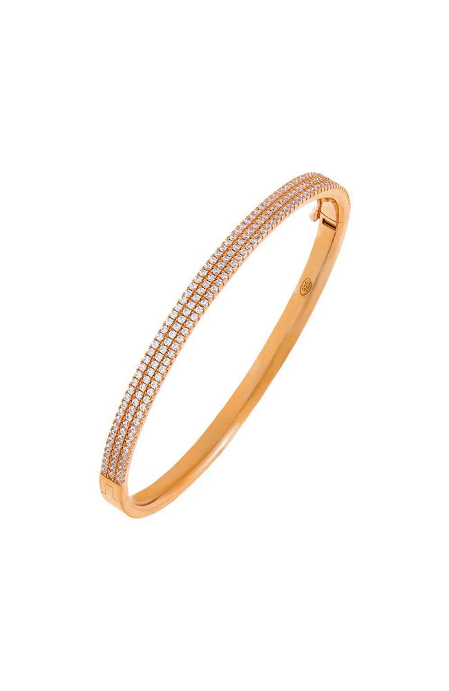 Triple Row Pave Bangle Rose Gold