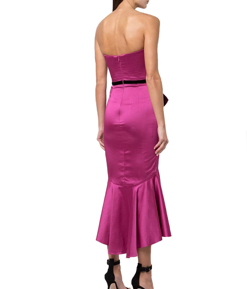Strapless Cocktail Dress in Fuschia