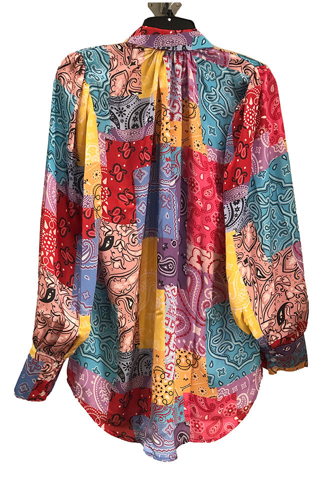 Multi Color Gathered Back Blouse