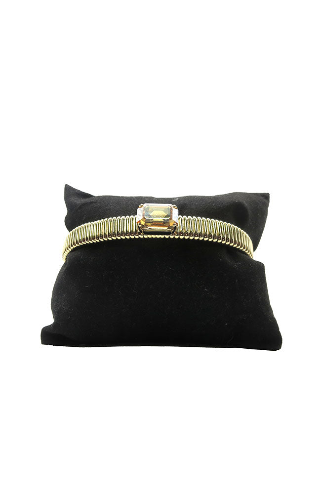 Narrow Cobra Bangle Gold with Shadow Stones