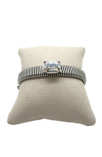 Cobra Bracelet 3 Emerald Crystals Silver