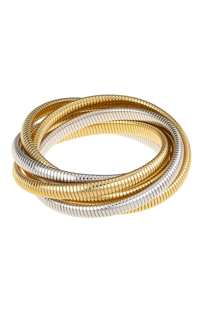 Gold, & Rhodium 6 Strand Cobra .25 Bracelet