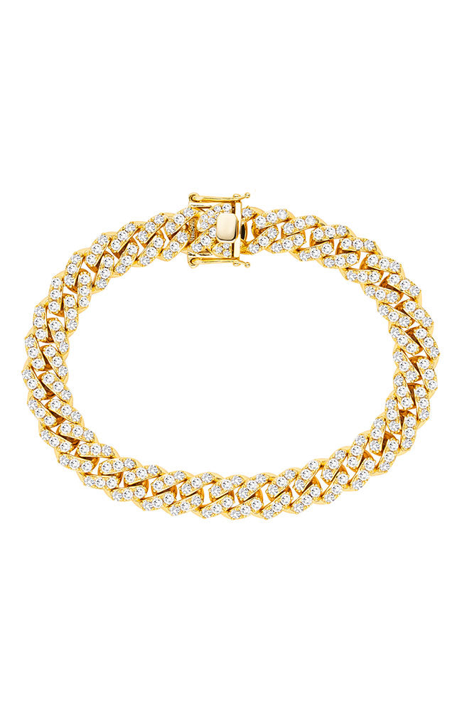 Gold CZ Cuban Link Bracelet Narrow