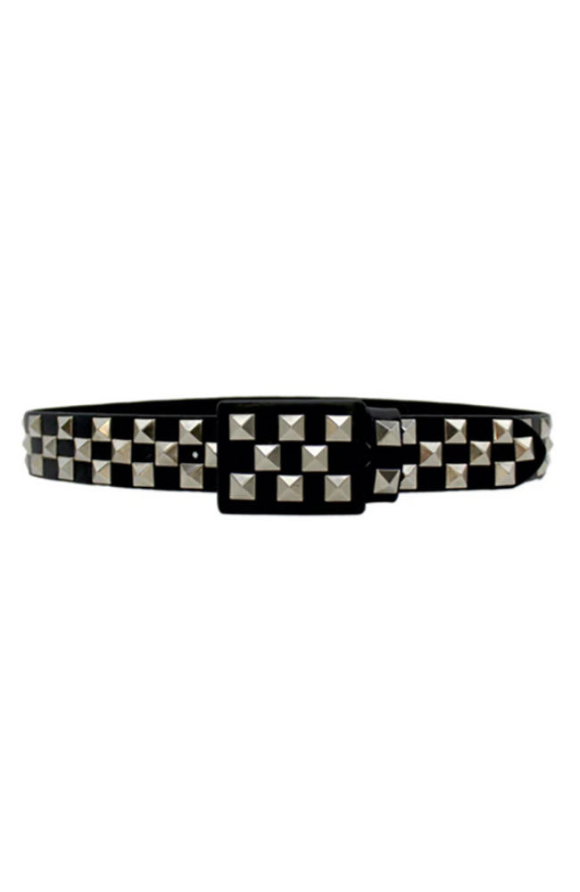 B Roger 2.5" Black Belt Silver Pyramids