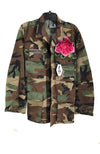 Green Camo Jacket with Pink Floral Appliques & Belt