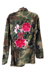 Green Camo Jacket with Pink Floral Appliques & Belt