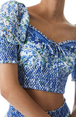 Crawford SS Lace Up Smocked Top