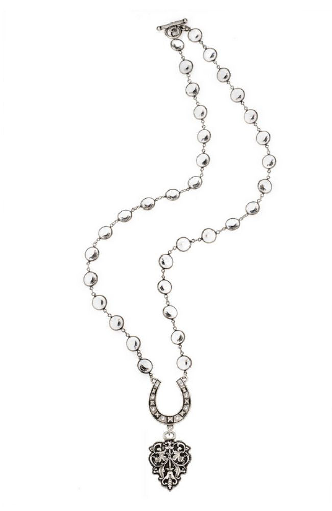 28" Crystal Rivoli Horseshoe Pendant