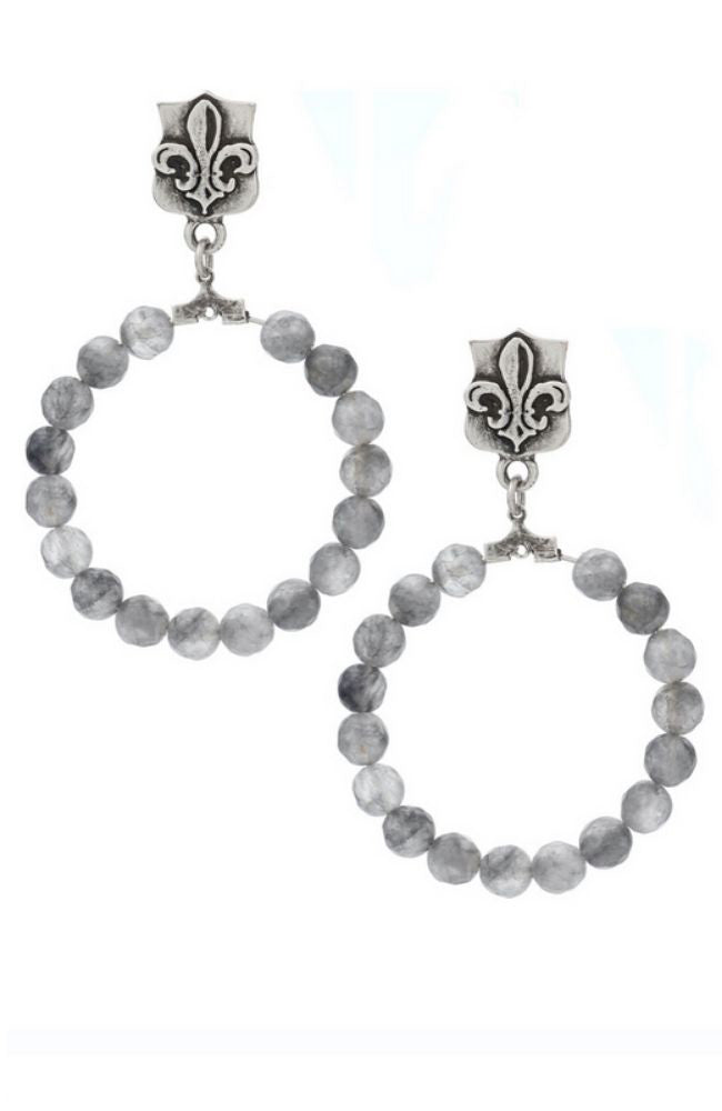 Cloudy Quartz Hoops