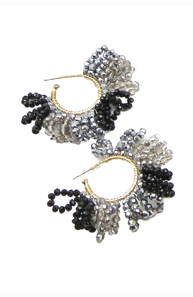 Gold Earring with Black Silver Stones