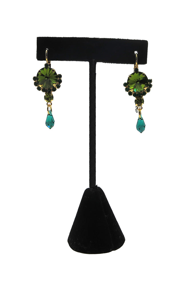 Green Halo Dangle Earrings