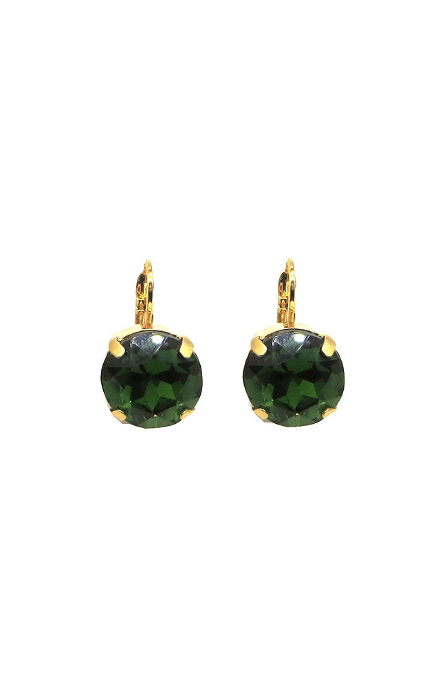 Green Stone Leverback Earrings