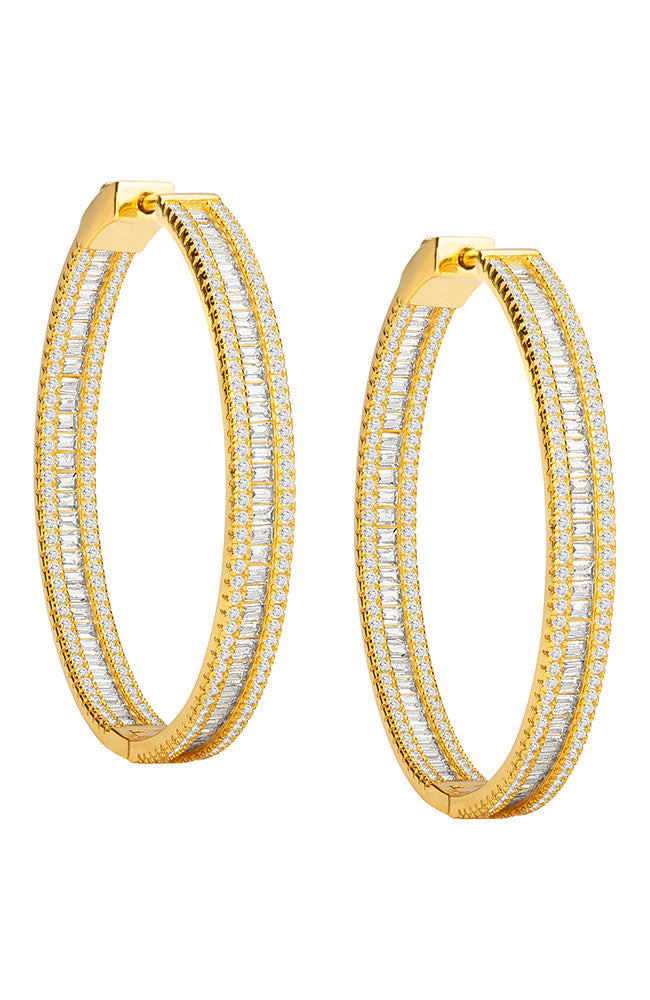 Baguette Round Hoop Gold