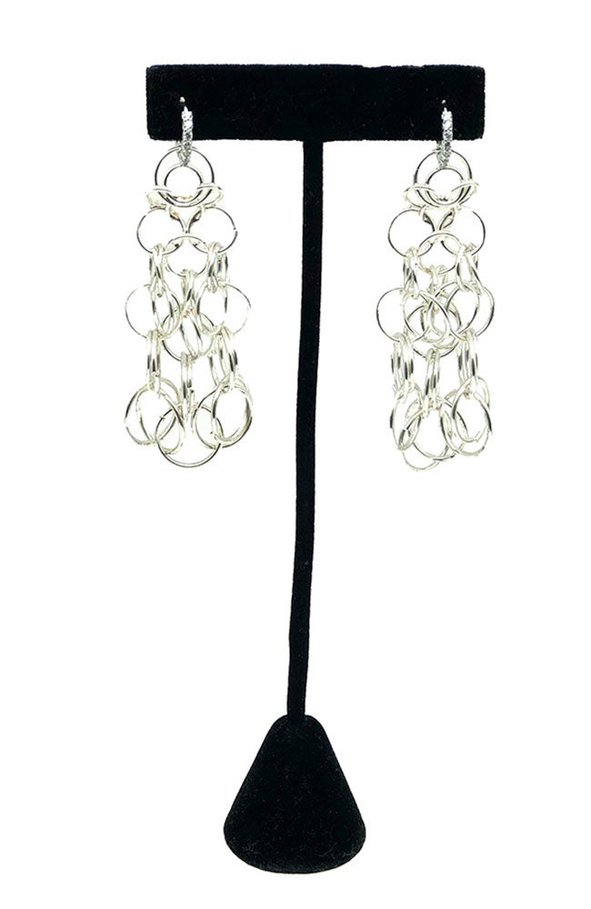 Multi Circle Ear on CZ Hoop Rhodium