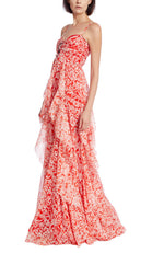 Print Cascade Dress