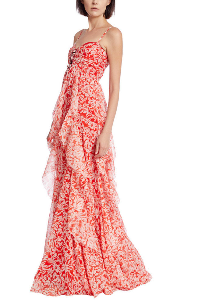 Print Cascade Dress