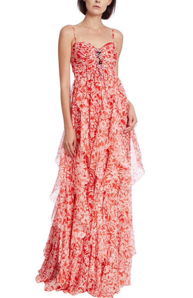 Print Cascade Dress