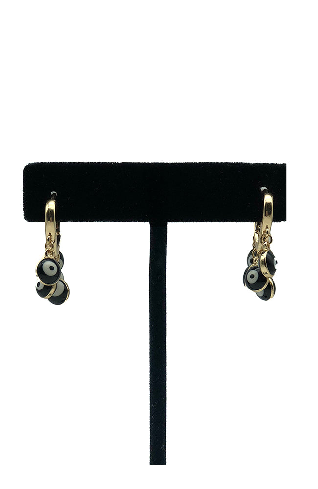 5 EE Charm Huggie Hoops Black